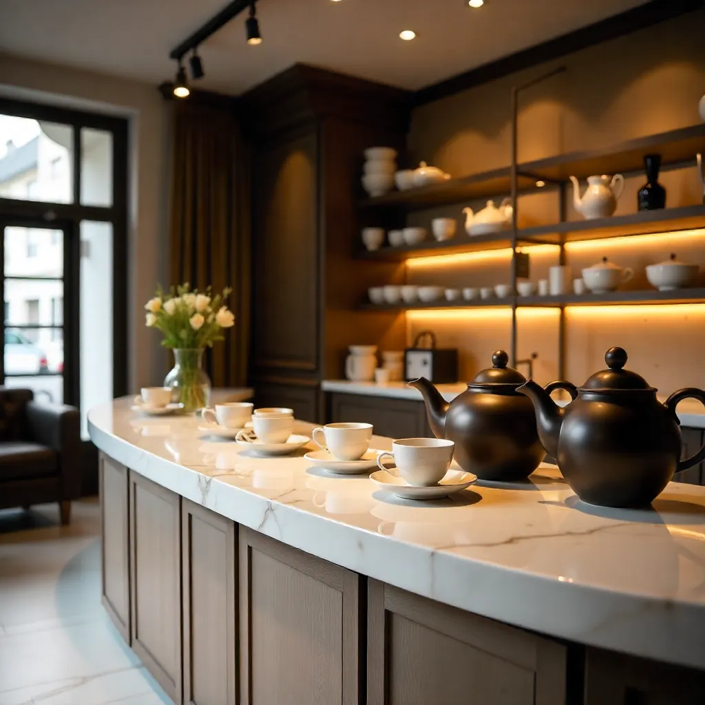 Elegant tea ceremony setup with traditional teapot and cups